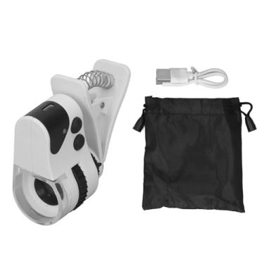 Imagem de Lente de Ampliação de Microscópio Com Clipe para Celular 50X Foco Ajustável Lupa Recarregável USB Luz LED para Placas de Circuito Industrial Jardinagem Geografia ABS Acrílico