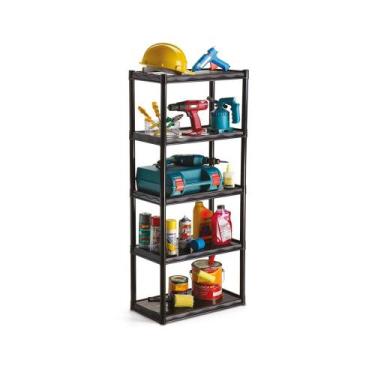Imagem de Estante de Plástico Multiuso Das Plast com 5 Andares Preta 55x30x136cm