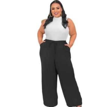 Imagem de Calça Pantalona Feminina Plus Size G1 G2 - Dinamotion, PP, Prata