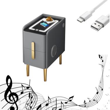Imagem de Mesa de cabeceira de cabeceira de noite estreita inteligente com estação de carregamento sem fio, alto -falante BT, porta USB, luzes LED ajustáveis, gavetas de armazenamento, madeira maciça,