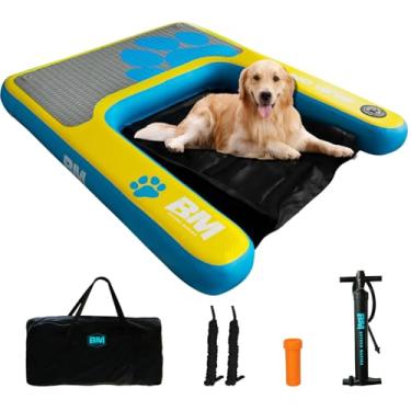Imagem de BEYOND MARINA Rampa Para Piscina De Cães - Pup On! Inflável Docas Lago, Rampas Barcos Cães, Escada Flutuante, Degraus Até 140 Kg, Prancha Extra Grande Plataforma Antiderrapante Eva