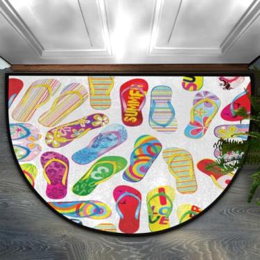 Imagem de NTMANON Tapetes de porta meio redondos para entrada interna, capacho meio círculo, tapete de porta de boas-vindas para ambientes internos e externos, tapete antiderrapante para quarto e cozinha