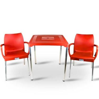 Imagem de Kit Mesa com 2 Cadeiras de Plástico Para Decoração Externa - Injeplast
