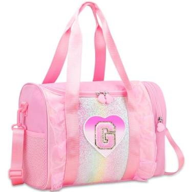 Imagem de Bolsa de dança com monograma personalizada para meninas – Mochila Oxford leve resistente à água para crianças de 3 a 6 anos para balé, festa do pijama e ginástica, rosa, G