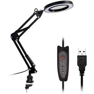 Imagem de CZCZC Lupa 8X Lâmpada de mesa Lupa LED com três modos de escurecimento USB para leitura de livros de costura, mapas, reparo, comemoração, dia
