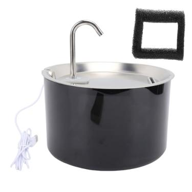 Imagem de Fonte de água de Gato 3L, Fonte Automática de Aço Inoxidável Pet Distribuidor de água de Cão de Grande Capacidade Com Design de Torneira de Filtro para Gatos Cães Pequenos Cães (Preto)