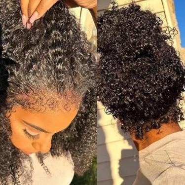 Imagem de FKFO Peruca De Cabelo Humano Com Ondas Profundas, Densidade 250%, 13X6, Renda Mongol Frontal, Cacheada, Pré-Depilada, Para Mulheres Negras, Cheia E Grossa (28 Polegadas)