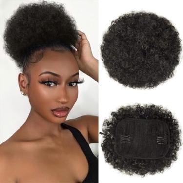 Imagem de quesdom Extensão De Rabo Cavalo Afro Puff Quesdom, Sintético, Castanho Escuro, 80 Gramas, Cordão, Prendedor, Coque Cacheado Crespo Para Mulheres Negras (2 Castanhos)