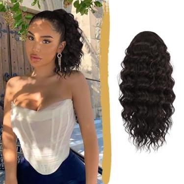 Imagem de PEACOCO Extensão De Rabo Cavalo 30 Cm Comprimento, Sintético, Com Cordão, Afro Cacheado, Fofo, Para Mulheres Negras, Uso Diário, Marrom