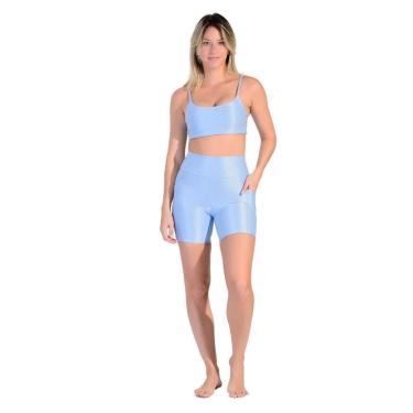 Imagem de Conjunto Esportivo Shorts Báscio + Top Cropped em Tecido Half Shine Wunder-Feminino