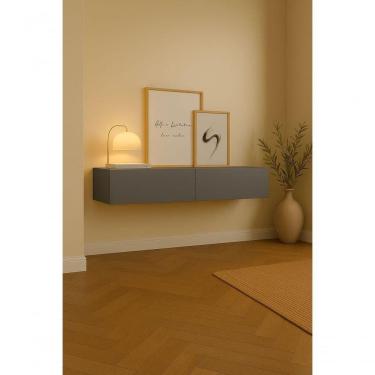 Imagem de Aparador Bancada 110cm Suspenso 2 Gavetas Em Mdf Estilo Clássico Cinza