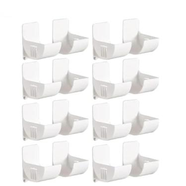 Imagem de Bandeja de armazenamento antiperfurante para parede, 16 peças, prateleira de cozinha, filme plástico, saco de lixo, geladeira, lateral, banheiro, quarto, prateleira de armazenamento, branca, 8 conjun