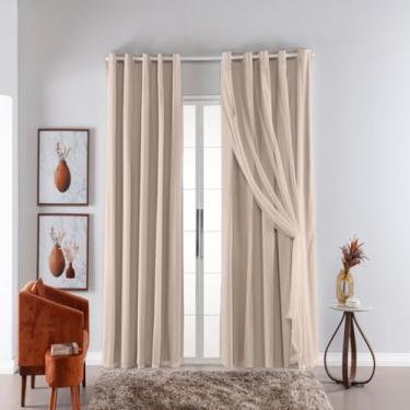 Imagem de Cortina Com Blackout PVC Com Tecido 4.00 Metros 4.20 M X 2.50 M (Bege)