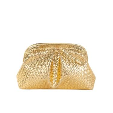 Imagem de COOLOYA Bolsa feminina de tecido plissada, bolsa transversal, bolsa de ombro casual de luxo para noite, Dourado, One Size, Macio