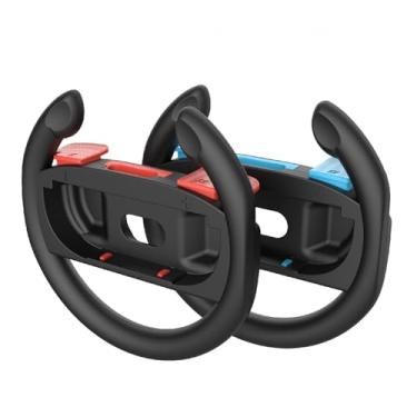 Imagem de XHSESA 2 PCS Steering Wheel Handle Set for Switch2 Controller - Racing Grips with Anti-Slip Pads (Black Red+Black Blue)