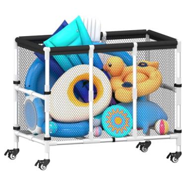 Imagem de Ardier Suporte de macarrão de piscina de 180 galões, cesto de armazenamento de piscina para acessórios de natação, carrinho organizador de brinquedos para piscina ao ar livre, coletes salva-vidas