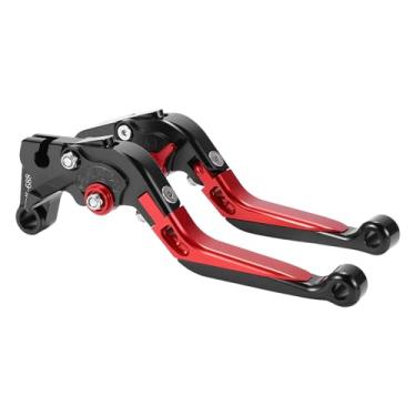 Imagem de A ABSOPRO Alavancas de embreagem de freio longas curtas para Yamaha YZF R1 2009-2014 6 posições ajustáveis alavanca de freio do guidão da motocicleta liga de alumínio cabeça preta alça vermelha