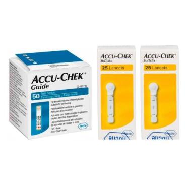 Imagem de 50 Tiras Reagentes Accu Chek Guide + 50 Lancetas Softclix - Accu-chek