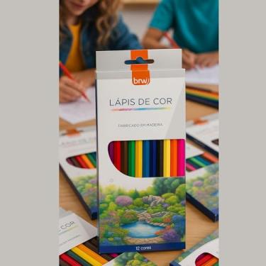 Imagem de Lápis de Cor BRW com 12 Cores – Kit Escolar para Desenho, Pintura e Colorir | Ponta Resistente e Cores Vivas