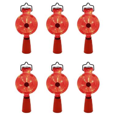 Imagem de Sinalizador Viario Solar Cone Kit 6 Uni Sinalizaçao LED Obra Rua Estrada Rodovia Iluminaçao Energia Solar