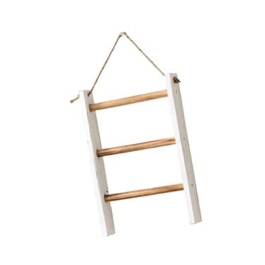 Imagem de Generic Toalheiros de madeira, prateleira de madeira com suporte de corda para banho, escada de toalhas rústica decorativa para banheiro de hotel, quarto, Marrom