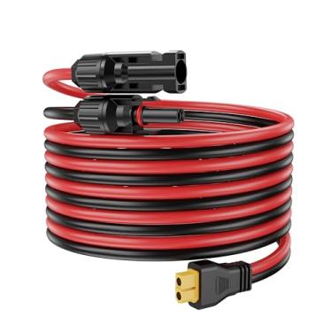 Imagem de Cabo solar XT60 de 10 AWG, cabo solar MCfour para XT60 de 3 m com adaptador XT60 e conector XT60 para estação de energia portátil (vermelho e preto).