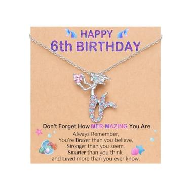 Imagem de PINKDODO Colar de sereia de aniversário Happy 4th 5th 6th Birthday Gifts for Daughter Granddaughter Niece, Aço inoxidável, Sem Pedra Preciosa