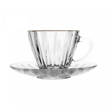 Imagem de Xicaras para cha cristal com pires radial 180ml lyor