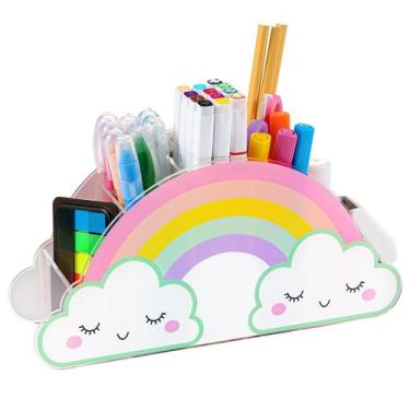 Imagem de Porta-canetas MedIDs Acrylic Rainbow Supply Caddy para mesa - MeCids