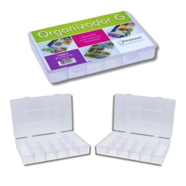 Imagem de Caixa Organizadora Multiuso para Remédios Costura Pregos Parafusos Miçangas material escolar 17 x 28cm kit com 2 unidades