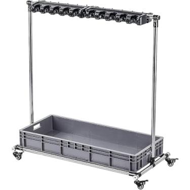 Imagem de Suporte De Armazenamento De Garagem De Torre De Ferramentas De Jardim Móvel, Vassoura De Piso D Rack De Esfregão Carrinho De Ferramentas De Altura Ajustável Armazenamento De A, 8slots