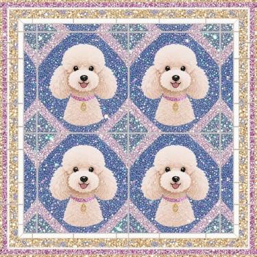 Imagem de HOMETITUTE 10 peças de 30 x 30 cm com estampa de cachorro bichon fofo com colarinho, adesivos autoadesivos removíveis para piso de vinil faça você mesmo para cozinha, banheiro, sala de estar, entrada