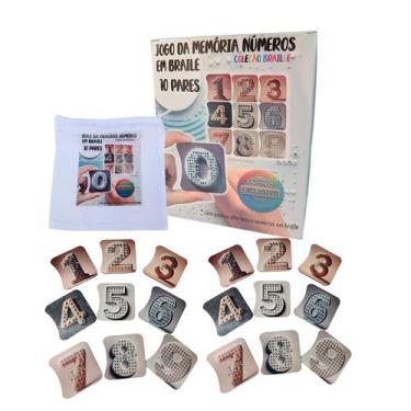 Imagem de Jogo números escrita em Braile inclusivo memoria 10 pares - Coleção Te