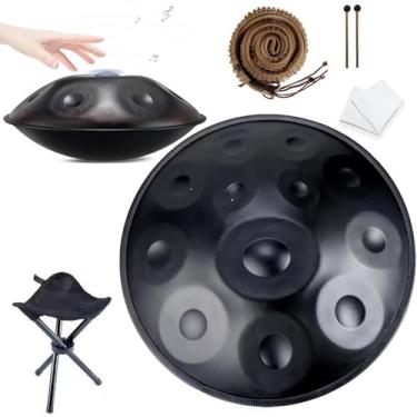 Imagem de Tambores De Mão D Menor Curdo Handpan 9/10/12 Notas Hand Pan Steel Drum Percussion Instrument Para Performance Profissional, Tambores De Handpan 432hz/440hz, Black - 12 Notes, 440hz