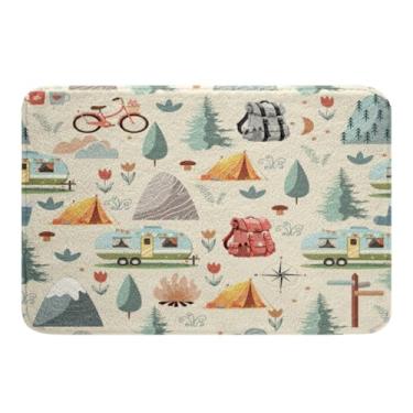 Imagem de Erosebridal Tapetes de banheiro de acampamento de verão 40,6 cm x 61 cm para crianças crianças acampamento aventura tapete de banho meninos meninas viagem carro acessórios capachos tapetes botânicos