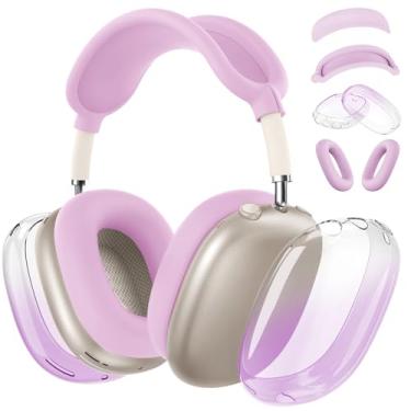 Imagem de [4 em 1] Capa de silicone para AirPods Max, capa para fones de ouvido de TPU macio gradiente transparente / capa para fone de ouvido / capas de faixa de cabeça acessórios transparentes para Apple