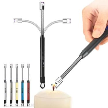 Imagem de Isqueiro Elétrico Recarregável USB com Ponta Flexível 26,5cm – Para Churrasqueira, Fogão, Velas, Camping, fogos de artífio – Cozinha Premium – Longo, Seguro e Sem Chamas – Cores Sortidas
