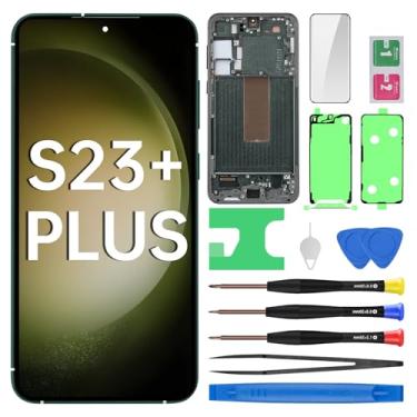 Imagem de BESJMYT Substituição de tela AMOLED para Samsung Galaxy S23+ Plus com moldura verde OLED Display Touch Digitalizador, montagem completa, vidro fixo com kit de ferramentas de reparo SM-S916U SM-S916U1