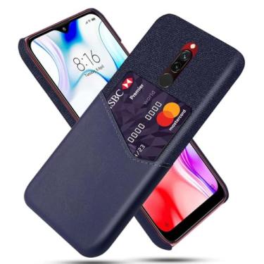 Imagem de Capa para Xiaomi Redmi 8,Tela e tampa de couro PU,Antideslizante,360°cobertura completa à prova de choque com 1 slot de cartão atrás,Prevenção de queda-Blue
