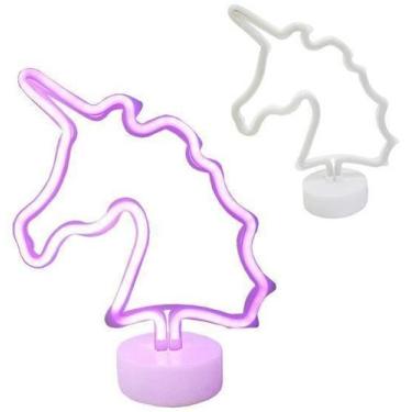 Imagem de Luminaria Neon Unicornio Plastico Rosa Base A Pilha 31X24Cm - Fu Xing