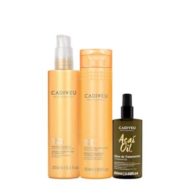 Imagem de Kit Cadiveu Professional Nutri Glow Booster Fluído de Tratamento Pré Shampoo Açaí Oil 60 e Shampoo (3 produtos)