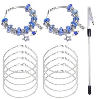 Imagem de Exway 10 unidades de corrente de pingente de cobra 19 cm kit de pulseira de corrente de prata com fechos de lagosta para artesanato faça você mesmo joias femininas