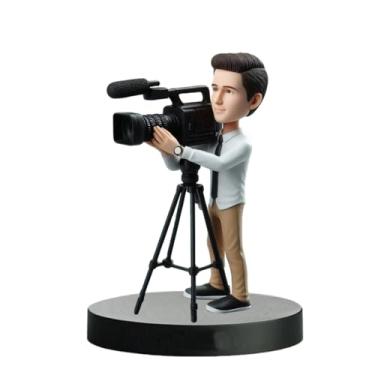 Imagem de Cinegrafista feito à mão que balança a cabeça personalizada da sua câmera de tripé fotográfico presente de vibração meticuloso para irmãos colegas profissionais de vídeo memorial lembrança de