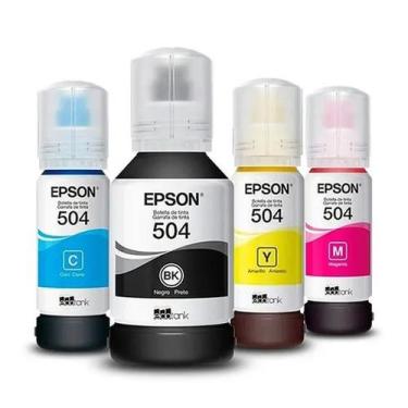 Imagem de kit 04 Tinta para recarga T504 504 para impressora tank L4150, L4260 E