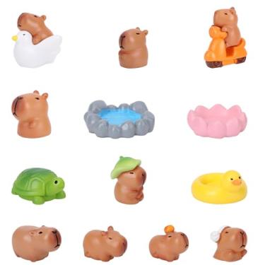 Imagem de 13un Mini Figuras de Capivara, Capivara de Resina Fofa e Minúscula Enfeites Animais em Miniatura Acessórios para Casa Bonecas para Micropaisagem Jardim Decoração Painel Carro