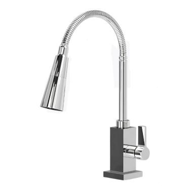 Imagem de Torneira Gourmet De Cozinha Bancada Metal Flexível Quadrada 1-4 De Volta