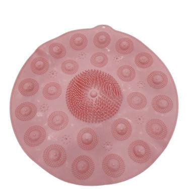 Imagem de Tapete Silicone Redondo Antiderrapante Massageador Limpeza Pés Banho De Box Cor:rosa - Redondo
