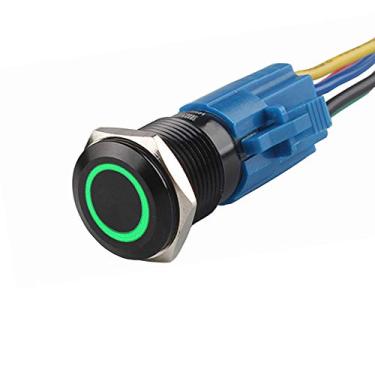 Imagem de ESUPPORT 19 mm 12V 5A Carro Luz de LED Olho de anjo Botão de pressão de metal Tomada de interruptor Trava Preto Capa