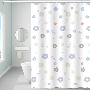 Imagem de Bestfaith Forro de cortina de chuveiro de plástico, cortina de chuveiro premium EVA 5G com desenho de flores, cortinas de chuveiro para banheiro com 3 pesos magnéticos e ilhós à prova de ferrugem