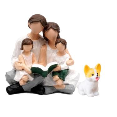 Imagem de LBSDJDL Estátua de três de quatro de cinco família pai-filho figura americana família feliz pai-filho (F)